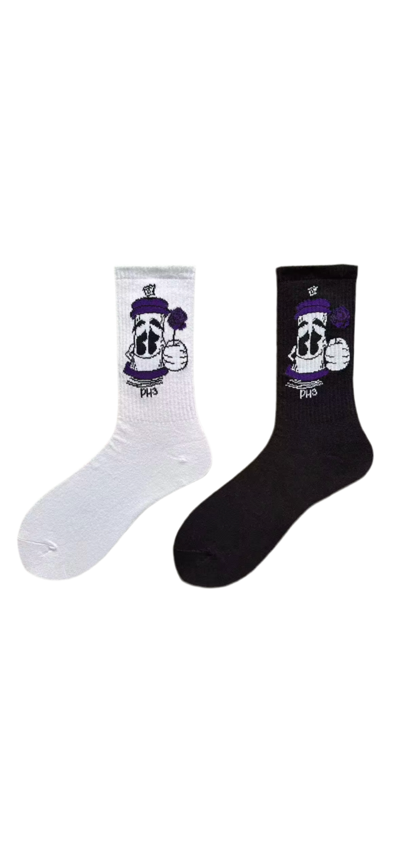 BLACK AND WHITE PH³ SPRAY PAINT CAN SOCKS