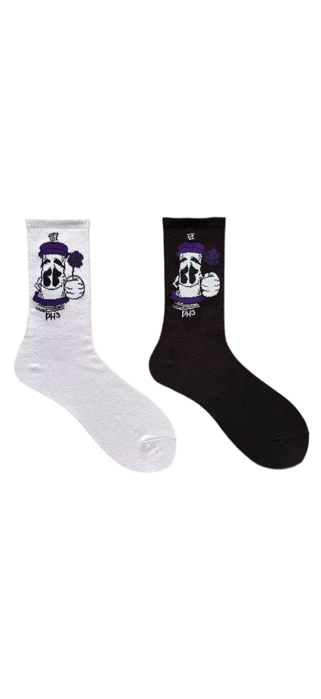 BLACK AND WHITE PH³ SPRAY PAINT CAN SOCKS